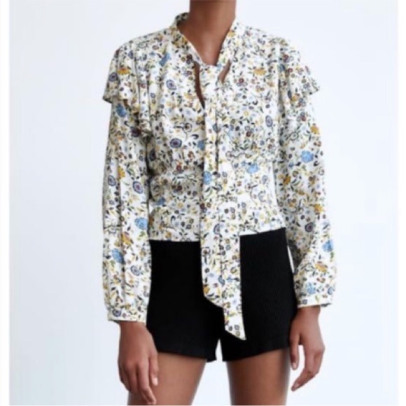 *New* Zara floral long sleeve top - Picture 4 of 4